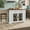 Off White, variant on ModFusion 47" Movable Kitchen Island Cart – Power Outlet, Drop Leaf, Storage Shelves, Guard Rails & 2 Bar Stools