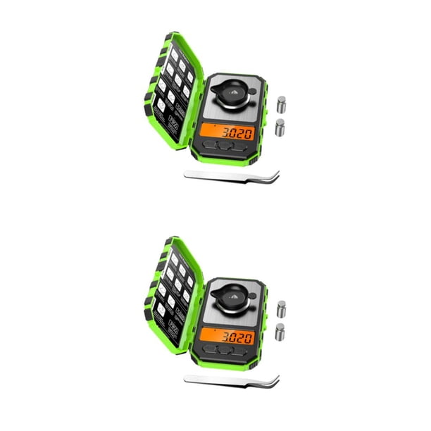 Eigraketly electrónica de bolsillo ABS con pantalla LCD retroiluminada de pesaje de bolsillo de bolsillo digital Verde Verde 2Conjunto