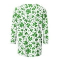 thumbnail image 4 of Gamivast Womens St Patricks Day Shirts Plus Size Funny Shamrock Clover Graphic Crew Neck Blouses Comfy 3/4 Sleeve Trendy Pullover Vacation Outfits S-5Xl, 4 of 5