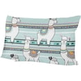 thumbnail image 6 of Cute Llama On Ethnic Back Velvet Oblong Lumbar Plush Throw Pillow Cover/Shams Cushion Case 20x26in Decorative Invisible Zipper Design for Couch Sofa Pillowcase Only, 6 of 7