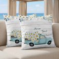 thumbnail image 5 of 16x16 Pillow Covers Set of 2, Spring Daisy Square Throw Pillow Covers for Couch/Sofa/Living Room, White Flowers Country Car Farmhouse Wood Grain Decorative Soft Pillowcases for Couch Throw Pillows, 5 of 9