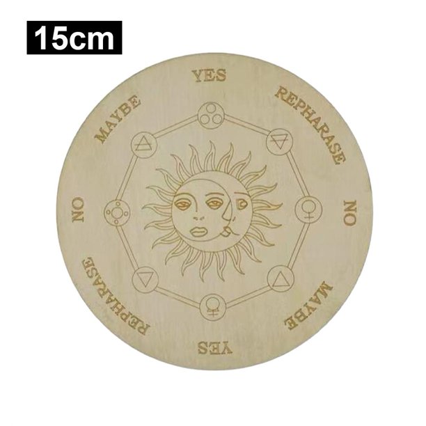 Tablero de péndulo de adivinación de madera con posavasos tallado en luna de estrellas (verde 15 cm)