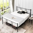 thumbnail image 1 of Gymax Lit Plateforme Pleine Grandeur avec Tête de Lit Base de Matelas Robuste Chambre, 1 of 10