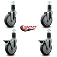 thumbnail image 2 of 5 Inch Thermo Rubber Wheel Swivel 1-5/8 Inch Expanding Stem Caster Set 2 Brakes, 2 of 2