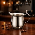 thumbnail image 4 of Stainless Steel Creamer Pitcher, 8 oz Small Serving Jug with Easy-Pour Spout and Handle for Espresso, Milk, Cream, Syrup and Sauce, by Zovey, 4 of 7