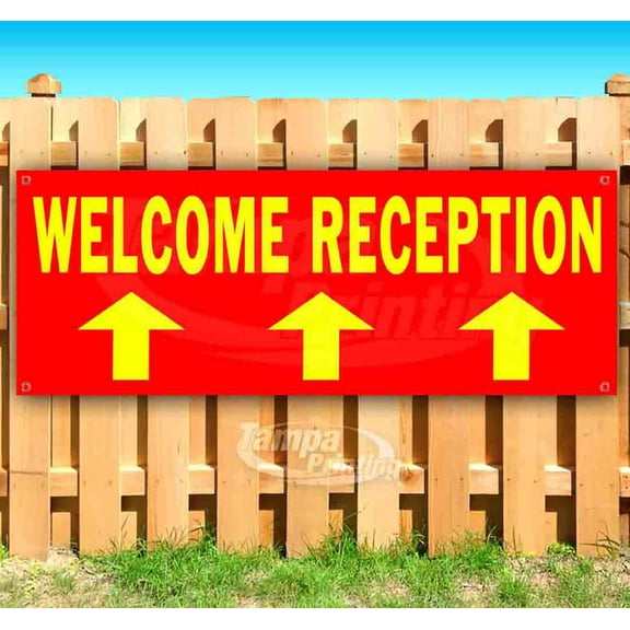 Welcome Reception 13 oz Vinyl Banner With Metal Grommets