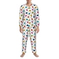 thumbnail image 3 of Picia Ladybugs And Flowers Pattern Men’s Long-Sleeve Sleepwear Set - Soft 2-Piece Loungewear with Pockets, Comfy PJs for Relaxing Nights-Medium, 3 of 7