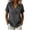 Dark Gray, variant on Womens Solid Color Polyester Blend Tops Lapel V Neck Rolled Short Sleeve Loose Fit Casual Spring Summer Tailored Linen Look Everyday Tunic Shirts Dark Gray L