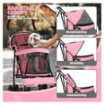 thumbnail image 5 of WDZS Compact Pet Stroller for Small-Medium Dogs/Cats up to 22lbs, 4-Wheel Lightweight Umbrella Shaped Portable Puppy Travel Jogger with Breathable Mesh & Rear Storage, Pink, 5 of 8