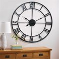 thumbnail image 4 of 3D 16''/20'' Circular Retro Roman Wrought Hollow Iron Vintage Clocks Mute Home Decor Retro Gold, 4 of 9