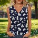 thumbnail image 2 of Mujeres sin mangas Tops verano no posicionado impreso rayas V-cuello capa base blusa casual, Mujeres V-cuello de verano Tops, 2 of 6