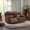 Light Brown, variant on Genuine Leather Dual Power Reclining Loveseat with Console, Zero Gravity, Adjustable Headrest Footrest, USB/Type-C & Cross-stitching Detail