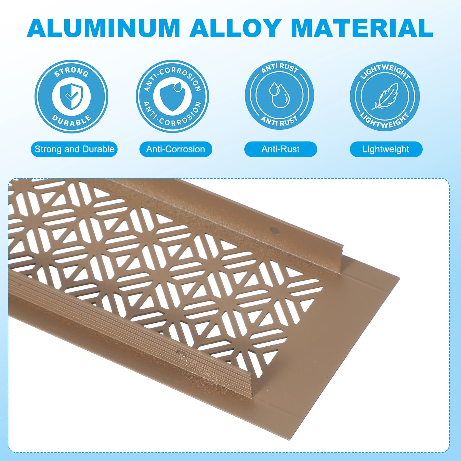 Uxcell 5 Set 6 x 3 Inch Door Air Vent Cover, Heavy Duty Aluminum Grille Ventilation Cover Louvered with Mounting Screws for Cabinet Wardrobe Door, Brown
