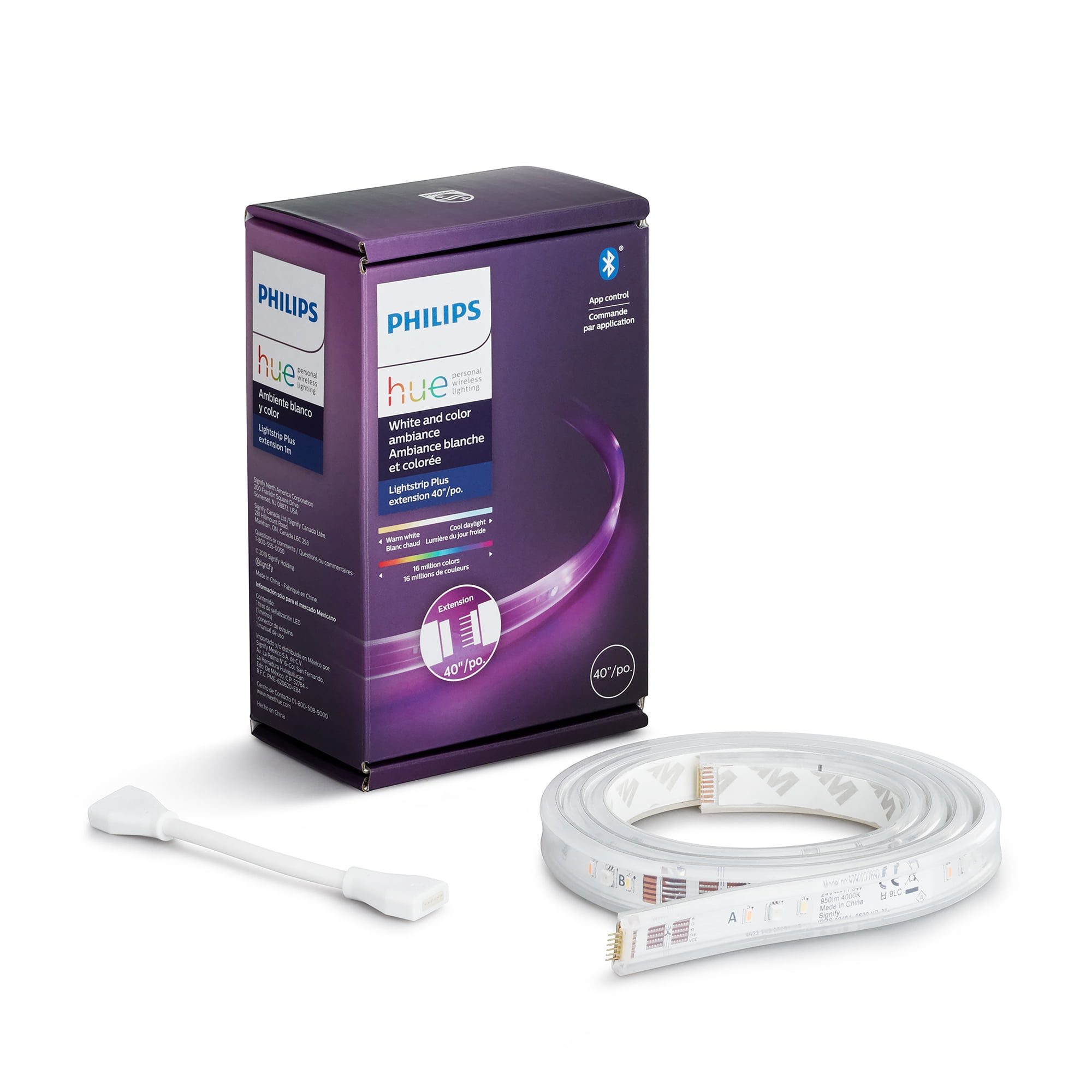 Philips Hue White and Color Ambiance Indoor Light Strip Plus Extension LED 40 inch, White