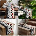 thumbnail image 5 of Red Black Floral Table Runner 90 Inches Long,Vintage Rustic Oil Painting Flowers Cotton Linen Table Runners Dresser Scarves,Fabric Tabletop Scarf Furniture Cover for Home Dinner Party 13"x90", 5 of 9