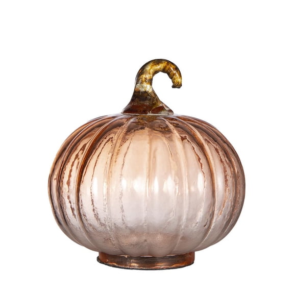 dokea Set of 8 Glass Pumpkins, 4x4x5", Orange Fall Harvest Decor