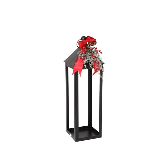 Metal Lantern Christmas Decoration, Black, 24", by Holiday Time