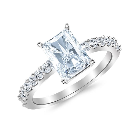 1.1 Carat Center Platinum LAB GROWN DIAMOND Classic Prong Set Radiant Cut Diamond Engagement Ring (G-H Color VS1-VS2 Clarity) Size: 4