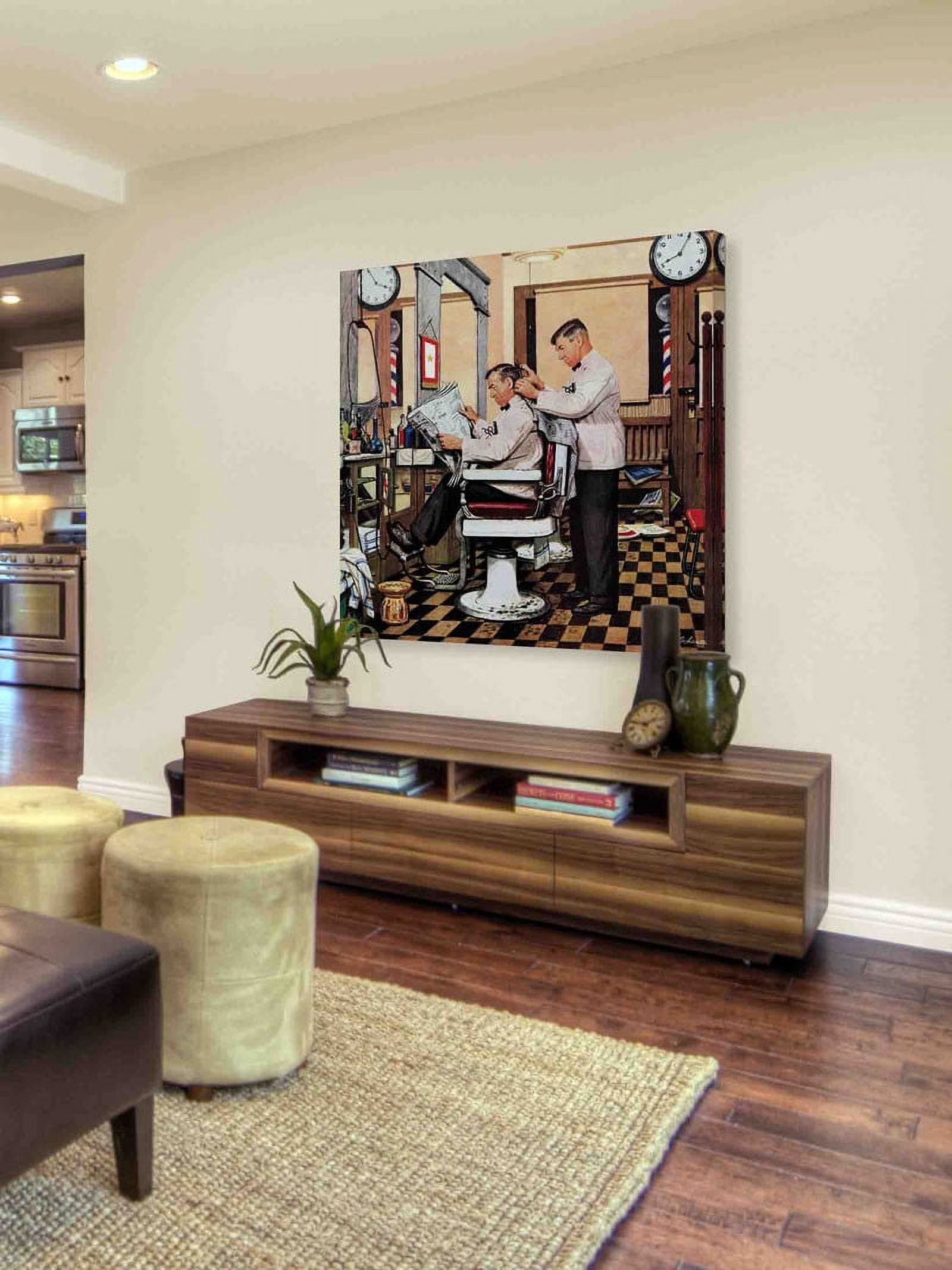 Marmont Hill "Barber Getting Haircut" by Stevan Dohanos Painting Print on Canvas