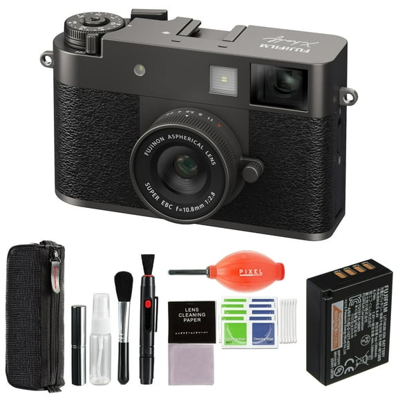 Fujifilm X Half Digital Camera (Charcoal Silver) Bundle with Advanced Accessories | Fuji X Half Camera