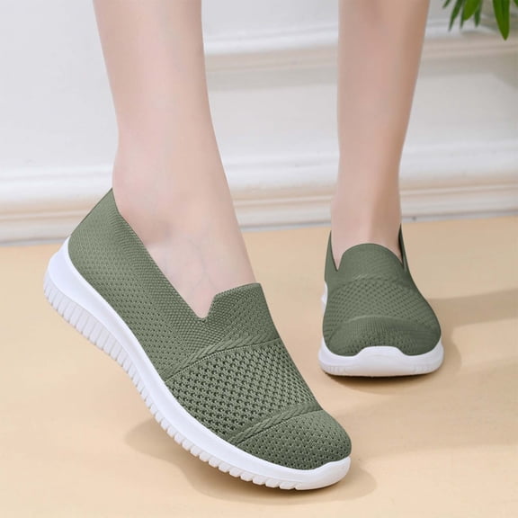 gzxflxpge Orthopedic shoes for women Soft Breathable Mesh Walking Shoes New Lightweight Flexible Casual Comfortable Flats Green 8.5(CN-41)