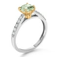 thumbnail image 3 of Gem Stone King 925 Sterling Silver and 10K Yellow Gold Green Prasiolite and White Lab Grown Diamond Engagement Ring for Women (2.25 Cttw, Cushion 8MM, Gemstone Birthstone, Size 6), 3 of 4