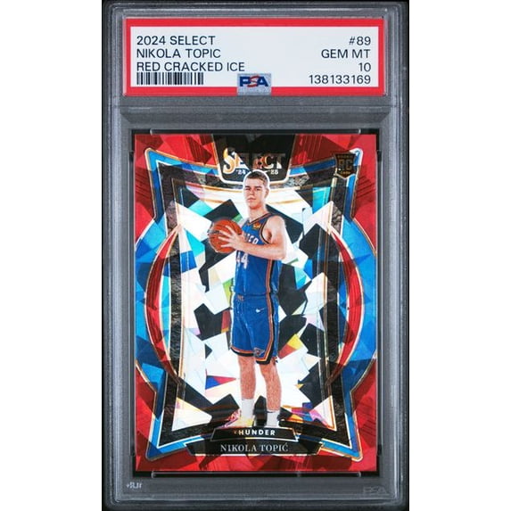 Graded 2024 Panini Select Nikola Topic #89 Red Cracked Ice Rookie RC Basketball Card PSA 10 Gem Mint