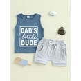 thumbnail image 2 of aturustex Little Boys 2pcs Shorts Outfit 3M 6M 12M 18M 2T 3T Toddler Baby Sleeveless Vests Crew Neck Waistcoats Letter Print Tank Tops Solid Elastic Wmmer Clothes Beachwear for Holiday Party, 2 of 6