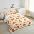 thumbnail image 3 of jejeloiu Kawaii Pumpkin Bats Queen Comforter Set,Happy Halloween Bedding Sets,Orange Beige Stars Bedding Comforter Set For Child,Microfiber Bedroom Decor Reversible,3pcs, 3 of 8
