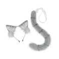 thumbnail image 4 of Diadema con orejas y cola de gato Yinane Disfraz de juego de cosplay Gris, 4 of 8