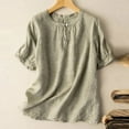 thumbnail image 2 of ZyeKqe Plus Size Cotton Linen Tops for Women Short Sleeve Shirts Crewneck Lightweight Casual Loose Blouses Top, 2 of 3
