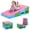 Pink+Blue+Green, variant on 32'×17'×13' Incline Gymnastics Mat Folding Wedge for Kids Skill Training for Gymnastics, Home Gym Exercise Pink