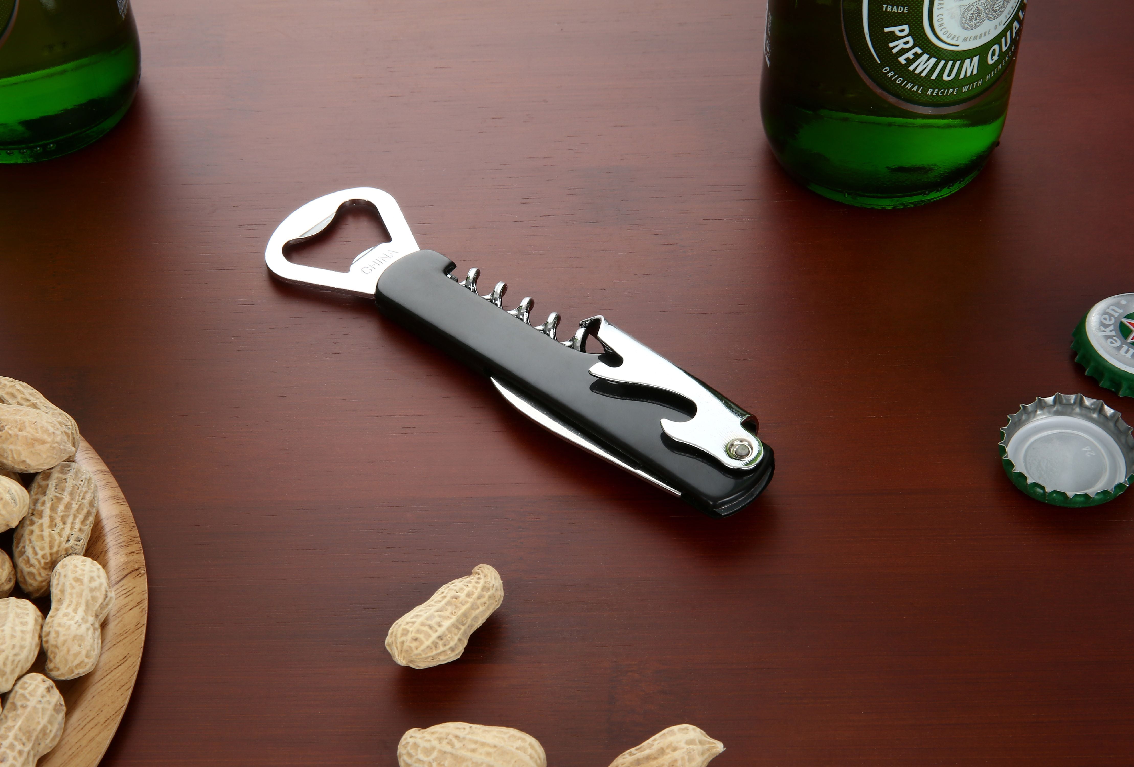 Mainstays Stainless Steel and Plastic Waiter's Corkscrew Bottle Opener, Black
