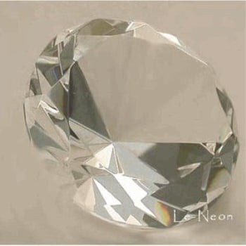 Optical Crystal Diamond Paperweight - Clear Glass Crystal Diamond Shaped Paperweight 80mm (3