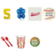 Baseball Party Supplies Party Pack For 32 With Gold #5 Balloon