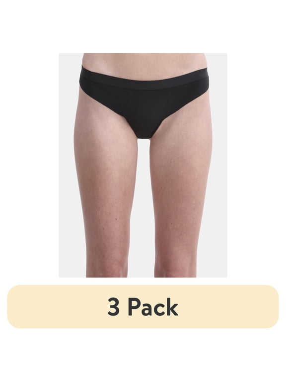 (3 pack) No Boundaries Micro Thong Panty, Womens and Womens Plus, Sizes S-XXXL