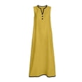 thumbnail image 4 of CHUMUD Robes d'Été pour Femmes Sans Manches à Col en V, Robe Maxi à Demi-Boutonnage, Coupe Ample Décontractée, 4 of 8