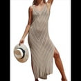 thumbnail image 1 of Vestido de Crochet para Mujer, Sin Mangas, de , con Abertura Caqui Talla Única, 1 of 8