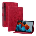 thumbnail image 2 of FJLBDE Case for Samsung Galaxy Tab S8 Plus/S7 FE/S7 Plus, Embossed Flower PU Leather Flip Wallet Folio Stand Cover, Red, 2 of 7