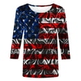 thumbnail image 3 of Fanxing American Flag Shirt for Women 4th of July T-Shirt USA Flag Patriotic Tee Tops 3/4 Sleeve American Flag Graphic Tee Shirt Blue,Dark Blue,Red,Wine,S,M,L,XL,XXL, 3 of 4