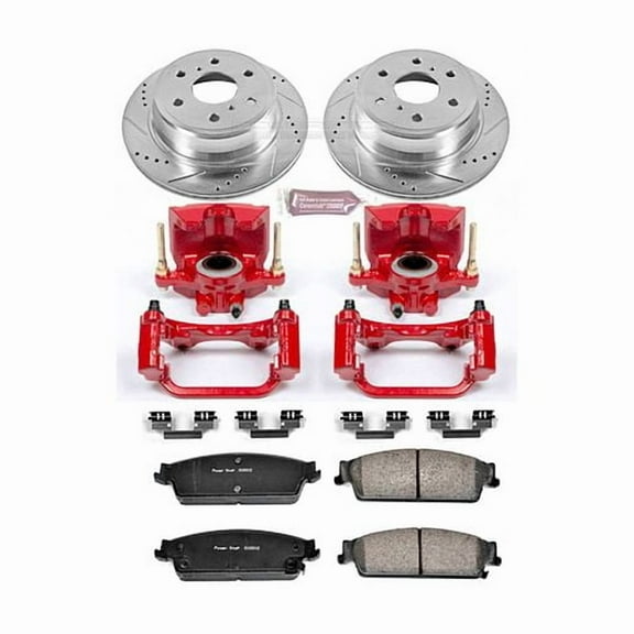 PowerStop Rear Z23 Evolution Sport Brake Pad and Rotor Kit with Red Powder Coated Calipers Fits: CADILLAC CHEVROLET GMC Select Models KC2083