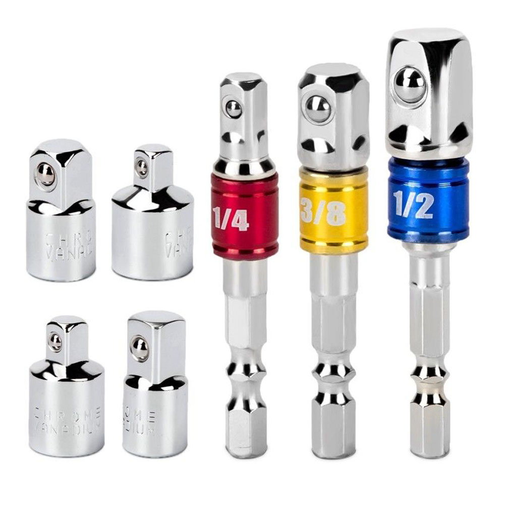 7Pcs/Set Cordless Screwdriver Socket Adapter Socket Wrench Nut Set 1/4
