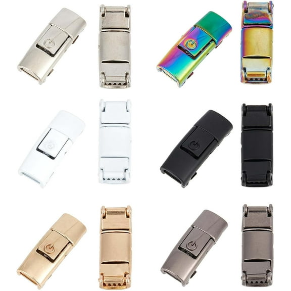 12Pcs 6 Colors Shoelaces Buckle Lock Metal Quick Easy Shoe Elastic No Tie Shoelace Stretch Tieless Buckle Switch Logo