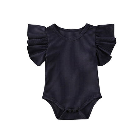 

Kuriozud Newborn Baby Girl Basic Ruffle Sleeve Romper Clothes