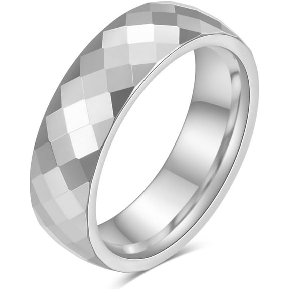 4mm/6mm Gold Tungsten Faceted Ring for Men Women Couple Rings Bands Comfort Fit Engagement Wedding Bands Size 5-12