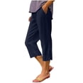 thumbnail image 2 of BUIGTTKLOP Plus Size Capri Pants for Women High Waisted Cropped Lounge Pants Side Split Casual Summer Ladies Pull on Capris, 2 of 8