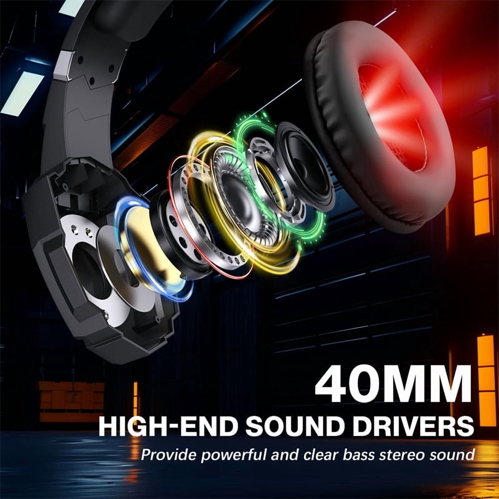 YUOY Gaming Headset for PC, PS4, PS5, Xbox & Switch – 7.1 Surround Sound, Noise Cancelling Mic, RGB Lights, Over-Ear Comfort