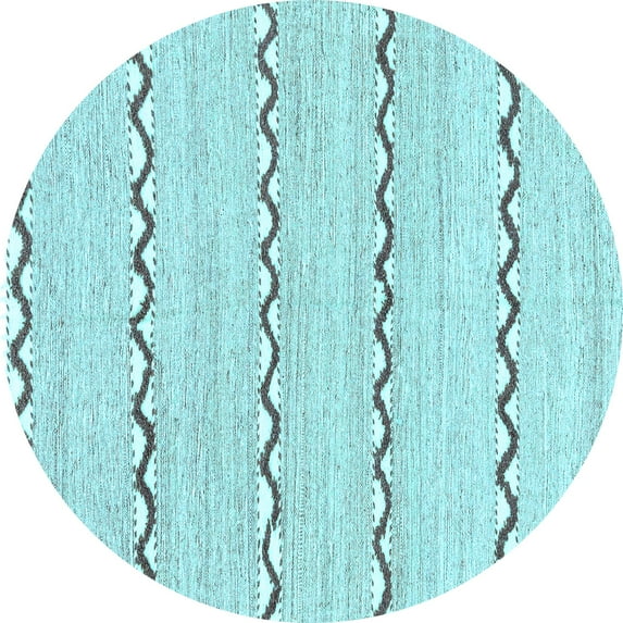 Ahgly Company Indoor Round Solid Light Blue Modern Area Rugs, 8' Round