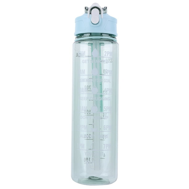 Botella de agua de 800 ml Botella de bebida motivacional a prueba de fugas para deportes (verde)