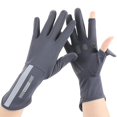 thumbnail image 1 of Guantes largos de secado rápido de seda de hielo de verano con protección solar UV para mujer, finos, para conducir al aire libre, montar a caballo, con tapa y pantalla táctil, 1 of 5